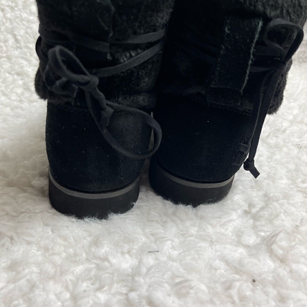 Style & Co Zijune leather suede black Ankle Boots faux fur accent & lining SZ10 - Picture 7 of 9